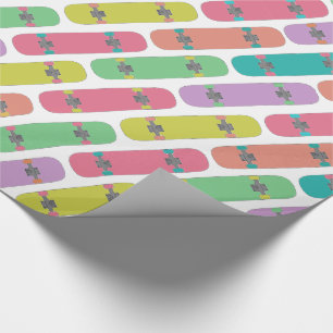 Papier Cadeau Motif de skateboard coloré 