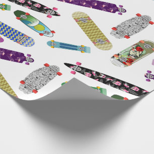Papier Cadeau Motif de skateboard coloré