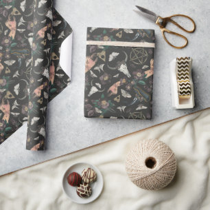 Papier Cadeau Motif de sorcière magique éffrayant