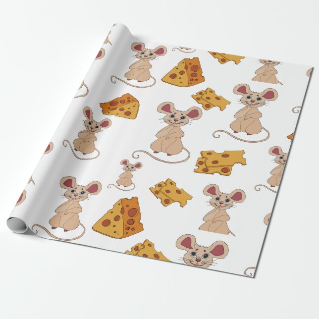 Papier Cadeau Motif de souris de Noël mignon (Déroulé)