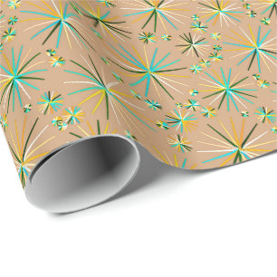 Papier Cadeau Motif de Spoutnik de la moitié du siècle, Taupe