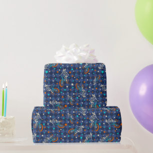 Papier Cadeau Motif de squelettes sur vélos BMX