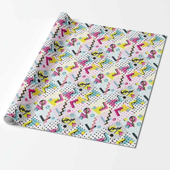 Papier Cadeau Motif de style postmoderne Memphis (Déroulé)