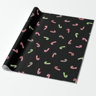 Papier Cadeau Motif de Sucre de canne multicolore noir