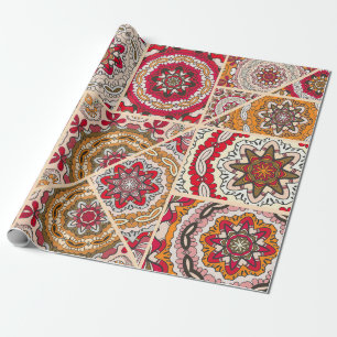 Papier Cadeau motif de surface composée patchwork vintage. Décor