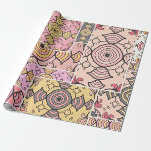 Papier Cadeau motif de surface composée patchwork vintage. Décor