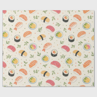 Papier Cadeau Motif de sushi aquarelle sans couture avec rouleau