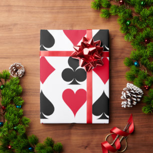 Papier Cadeau motif de symboles de cartes à jouer