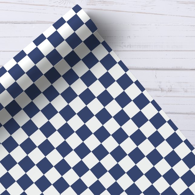 Papier Cadeau Motif de tableau de bord blanc et marine (Créateur téléchargé)