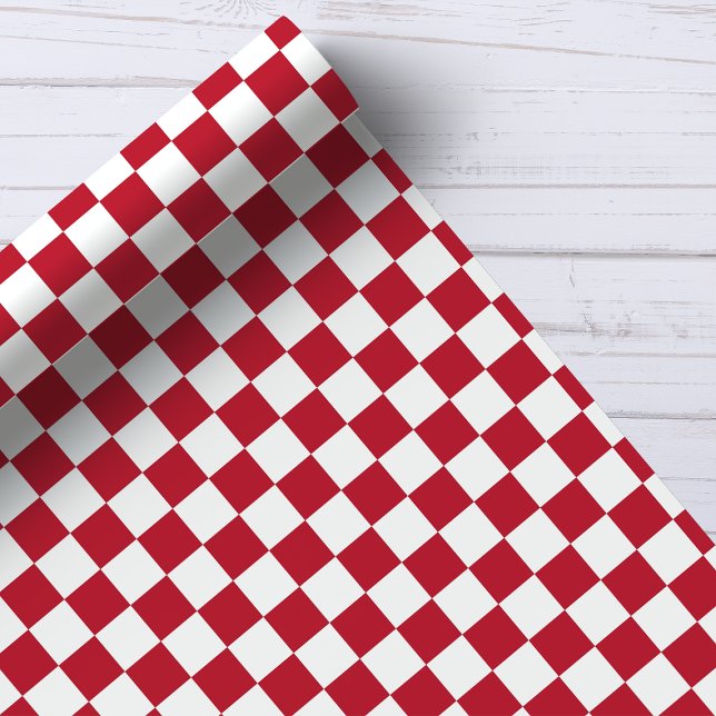 Papier Cadeau Motif de tableau de bord rouge et blanc (Créateur téléchargé)