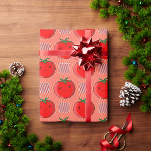 Papier Cadeau Motif de tarte à la tomate rouge et rose