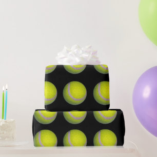Papier Cadeau Motif De Tennis Jaune Et Noir,