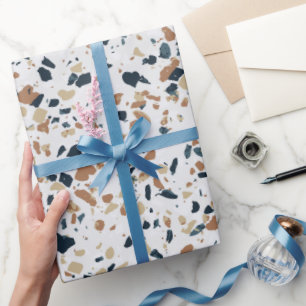 Papier Cadeau Motif de texture Terrazzo moderne blanc crème