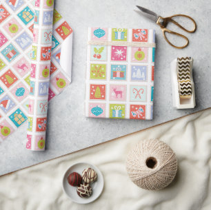 Papier Cadeau Motif de timbres de Noël
