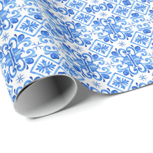 Papier Cadeau Motif de toile bleu français