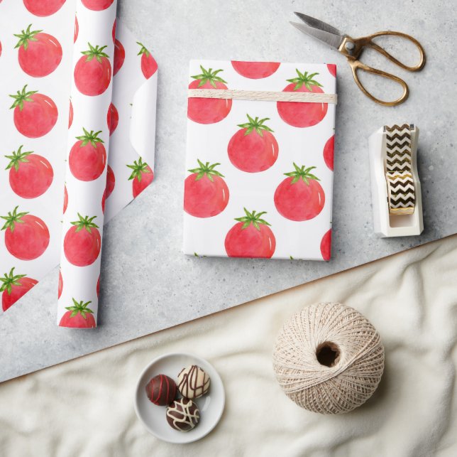 Papier Cadeau Motif de tomate aquarelle (Artisanat)