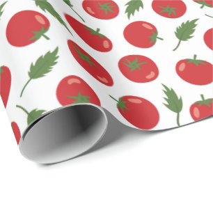 Papier Cadeau Motif de tomate rouge tiré à la main