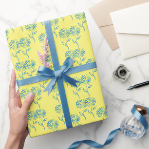 Papier Cadeau Motif de tournesol bleu