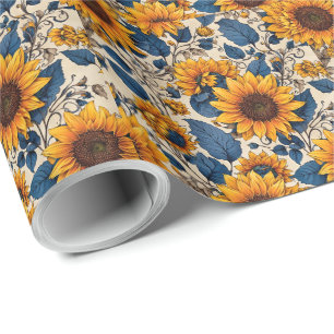 Papier Cadeau Motif de tournesol radiant
