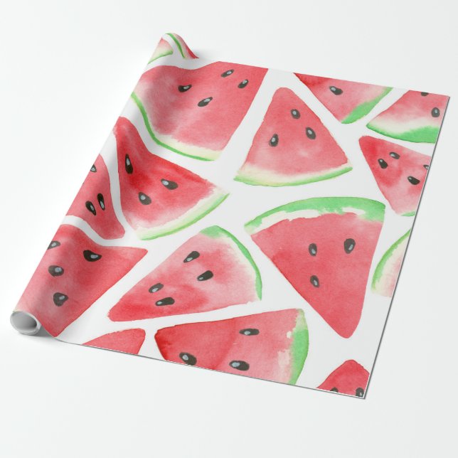 Papier Cadeau Motif de tranches de pastèque (Déroulé)
