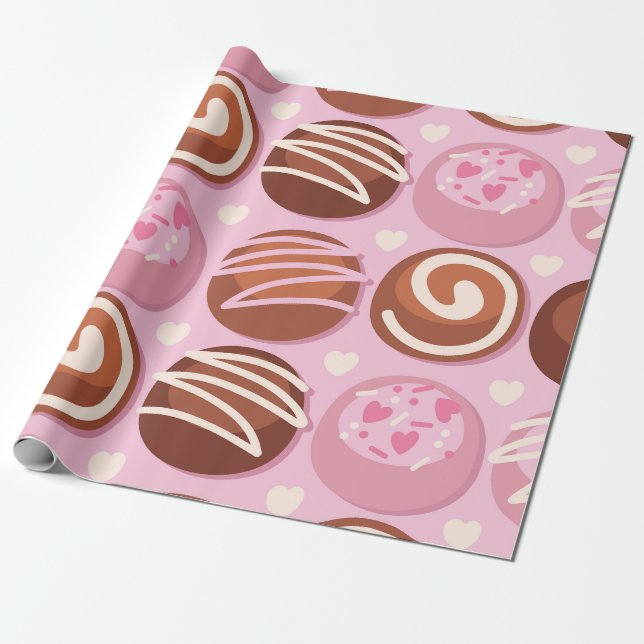 Papier Cadeau Motif de truffe au chocolat sucré (Déroulé)