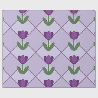 Papier Cadeau Motif de tulipe violette – Floral géométrique sans