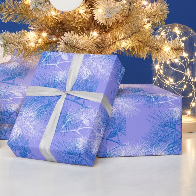 Papier Cadeau Motif de vacances Blue and White Pine (Vacances)