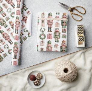 Papier Cadeau Motif de vacances Casse-Noisette Vert-Rose