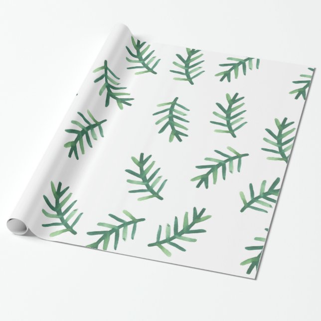 Papier Cadeau Motif de vacances d'aiguilles de pin d'aquarelle (Déroulé)