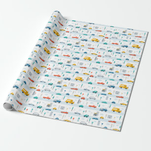 Papier Cadeau Motif de véhicule routier migre