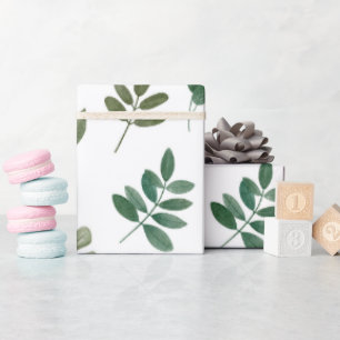 Papier Cadeau Motif de verdure aquarelle. Feuillage botanique