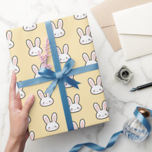 Papier Cadeau Motif de visage de lapin blanc visage de lapin mig