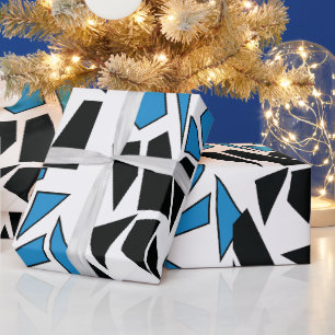 Papier Cadeau Motif de vitrail teinté bleu noir
