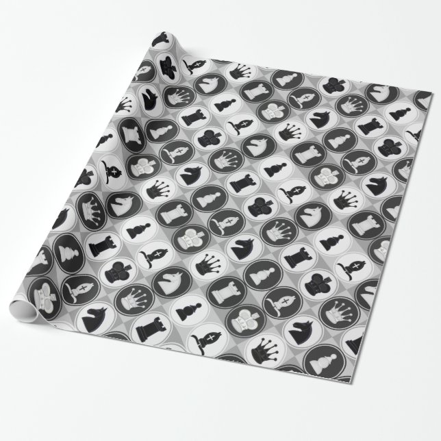 Papier Cadeau Motif d'échecs (Déroulé)