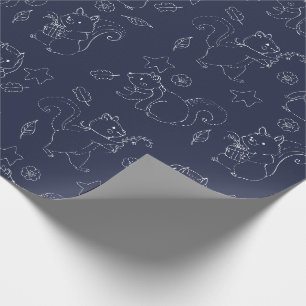 Papier Cadeau Motif d'ensemble d'écureuil de vacances