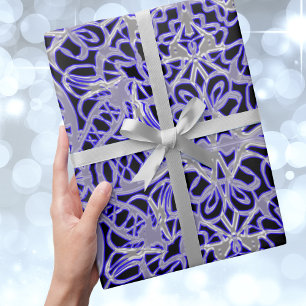 Papier Cadeau Motif dentelle violet et argenté