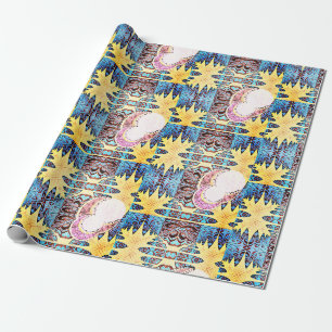 Papier Cadeau Motif d'érable et lunes d'automne