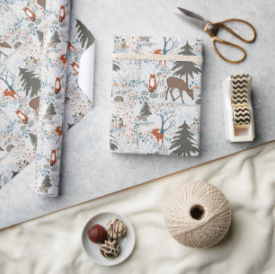 Papier Cadeau Motif des animaux de bois