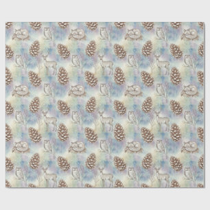 Papier Cadeau Motif des animaux de bois d'hiver