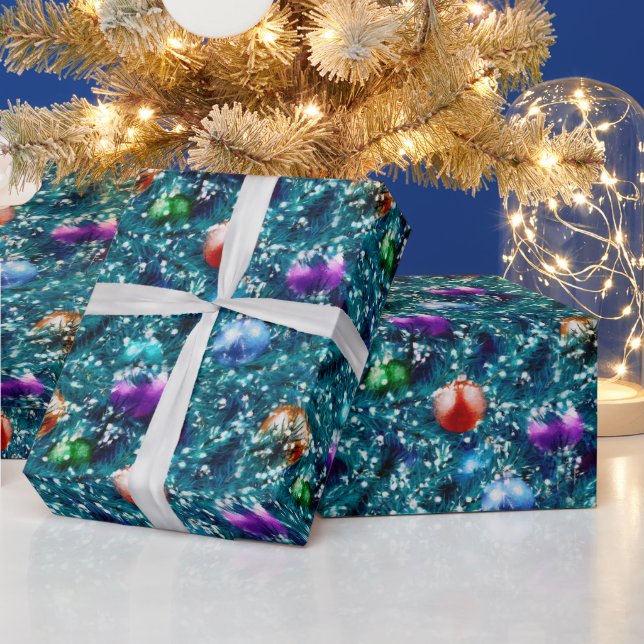 Papier Cadeau Motif des balles d'arbre de Noël (Vacances)