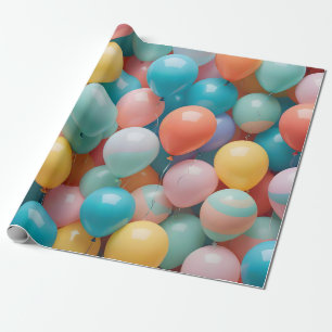 Papier Cadeau Motif des ballons de fête colorés