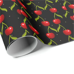 Papier Cadeau Motif des cerises brillantes