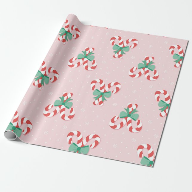 Papier Cadeau Motif des Coeurs de Sucre de canne festif (Déroulé)