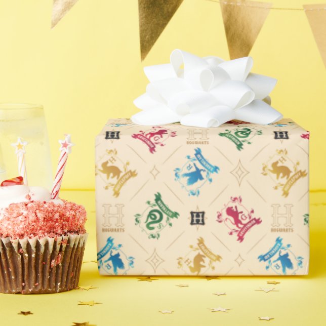 Papier Cadeau Motif des crêtes de maison Ornate HOGWARTS™ (Fête d'anniversaire)