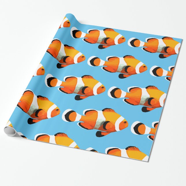 Papier Cadeau Motif des enfants amusants de poissons clowns (Déroulé)