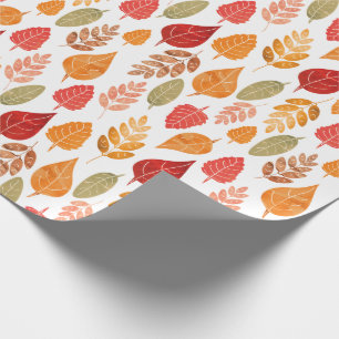 Papier Cadeau Motif des feuilles d'automne peintes