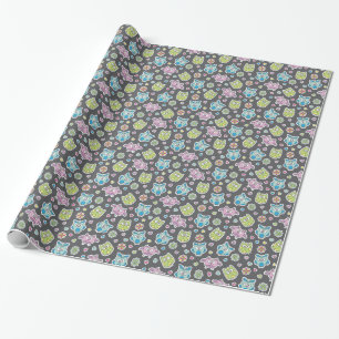 Papier Cadeau motif des hiboux de bande dessinée