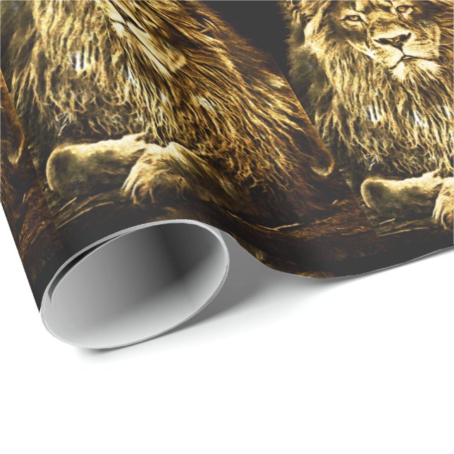 Papier Cadeau Motif des Lions d'or Majestic (Coin rond)