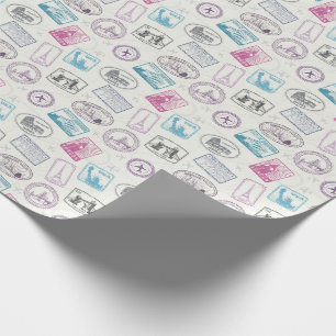 Papier Cadeau Motif des marques postales rétro célèbres