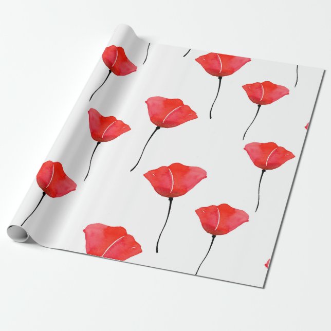 Papier Cadeau Motif des pépites d'aquarelle rouge (Déroulé)